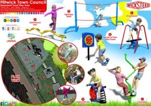 colourful plans for play equipment at Beaumont Court