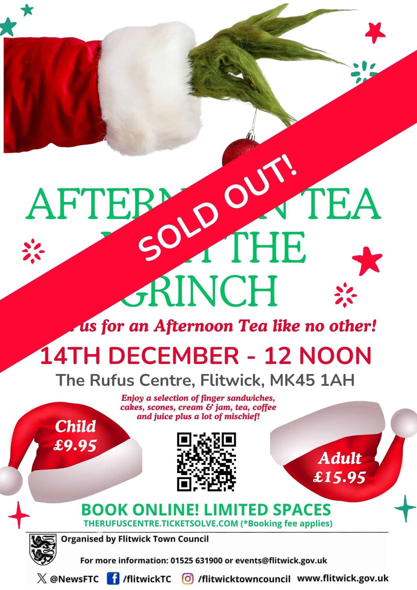 Poster afternoon tea with the Grinch 14th December