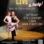 Black and gold poster advertising Dirty Dancing Live and Party